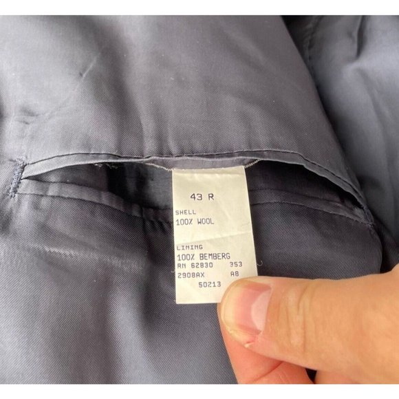 Lands End Navy Blue Wool 2 Gold Button Single Vent Sport Coat Blazer Mens 43 R - Picture 7 of 11